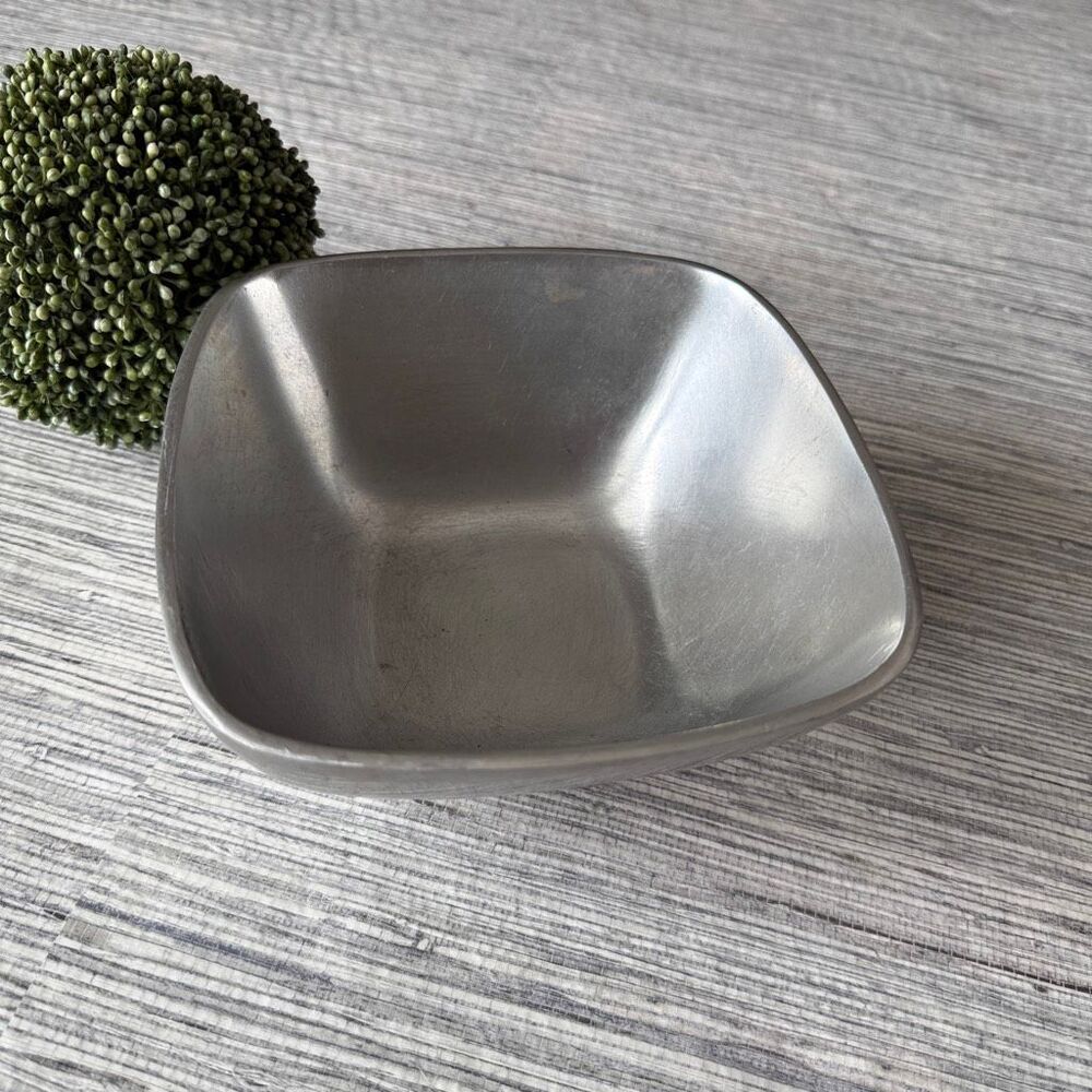 Pottery Barn Barona Aluminum Square Serving Bowl - Silver